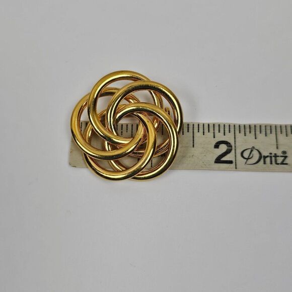 Vintage Napier Gold Tone Knot Swirl Interlocking Circle Rings‎ Spiral Brooch Pin - Picture 5 of 9
